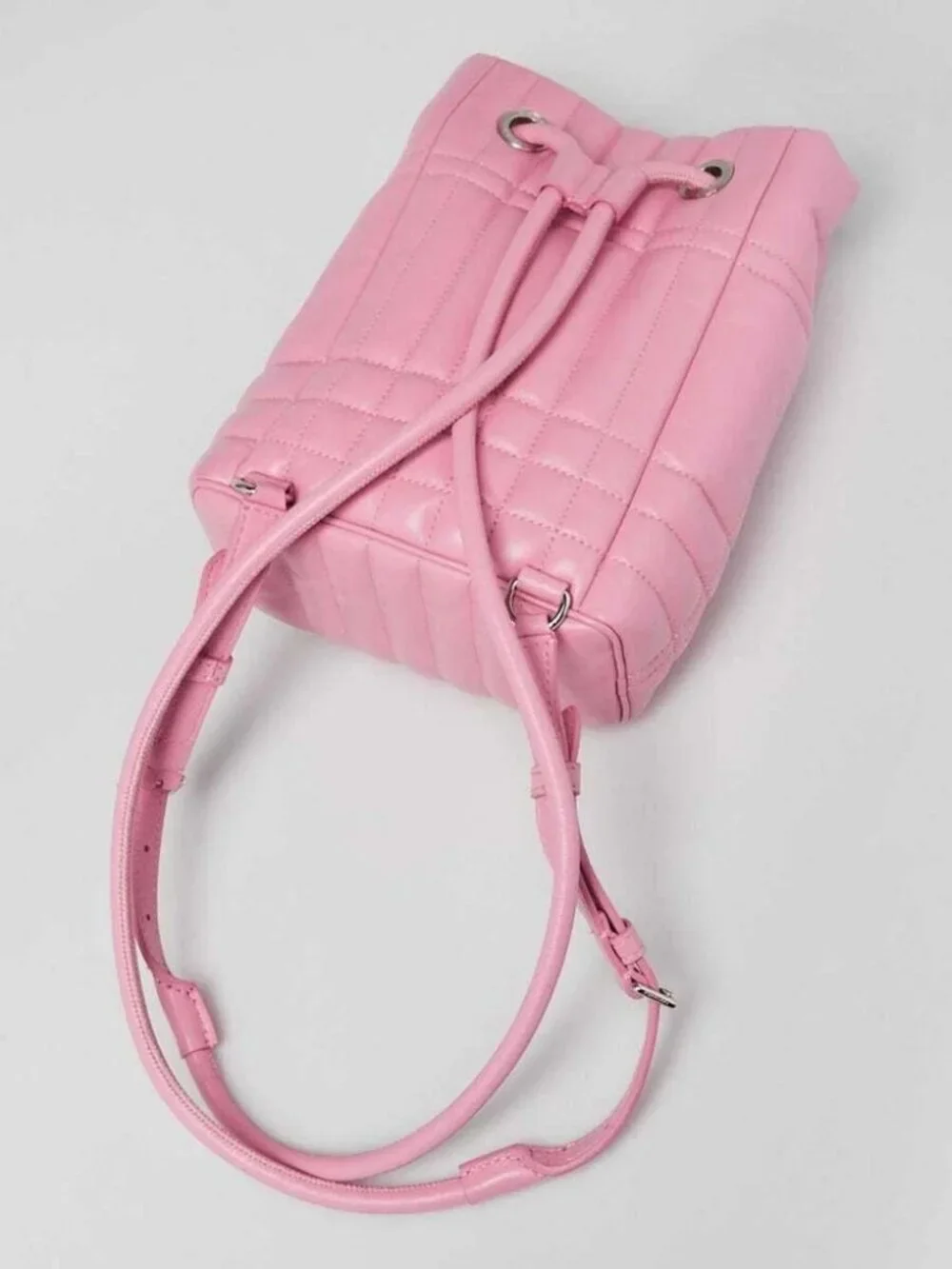 Burberry Pink Quilted Leather Mini Lola Backpack Bag